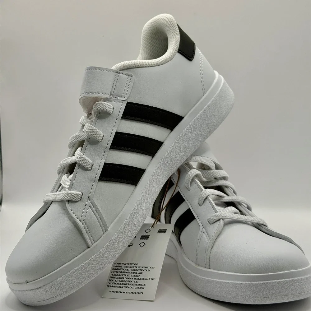 Adidas Grand Court 2.0 EL K White/Black Kid's Sneakers - Size 5 NWB GW6521